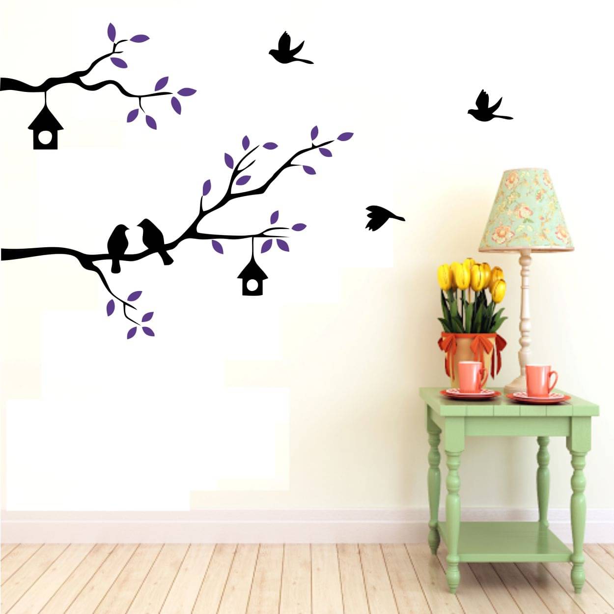 Asmi Collection Birds Family on a Purple Tree Branch Wall Sticker ( 75 x 128 cms ) Asmi Collection Birds Family on a Purple Tree Branch Wall Sticker ( 75 x 128 cms )