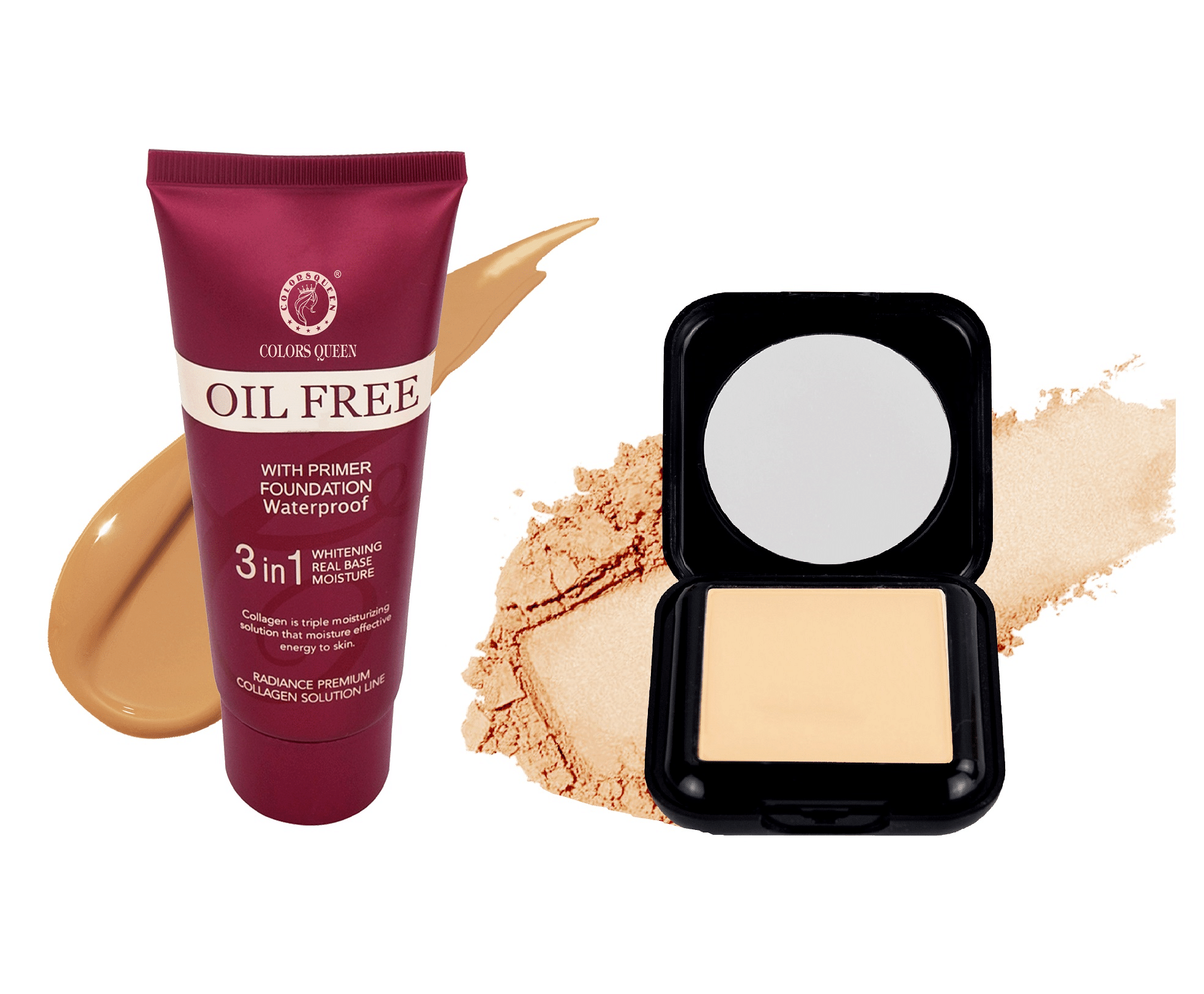 Colors Queen 3 IN 1 OIL Free Water Proof Cream Foundation With Fit For U Compact Light Pack of 2 78 g Colors Queen 3 IN 1 OIL Free Water Proof Cream Foundation With Fit For U Compact Light Pack of 2 78 g
