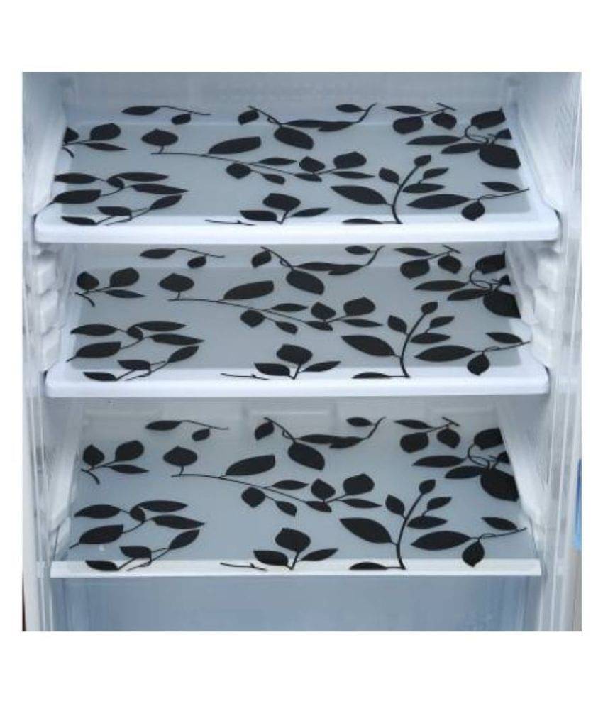     			Set of 3 PVC Black Fridge Mats