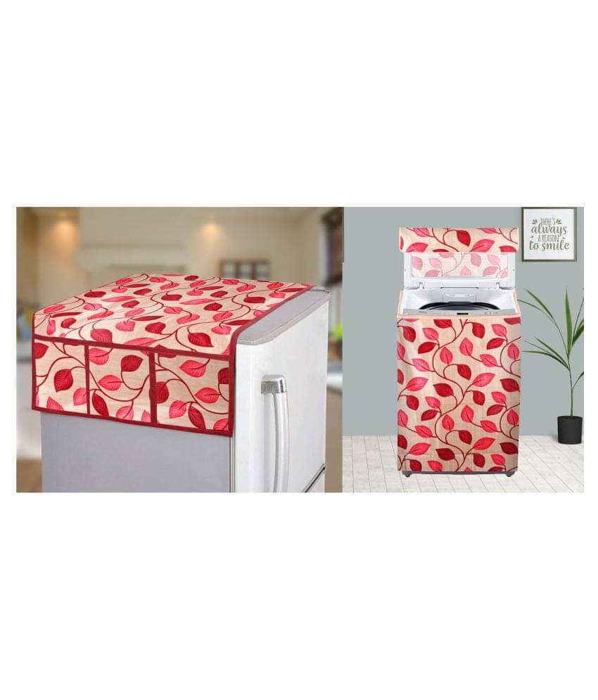 E-Retailer Set of 2 Polyester Red Washing Machine Cover for Universal Top Load E-Retailer Set of 2 Polyester Red Washing Machine Cover for Universal Top Load