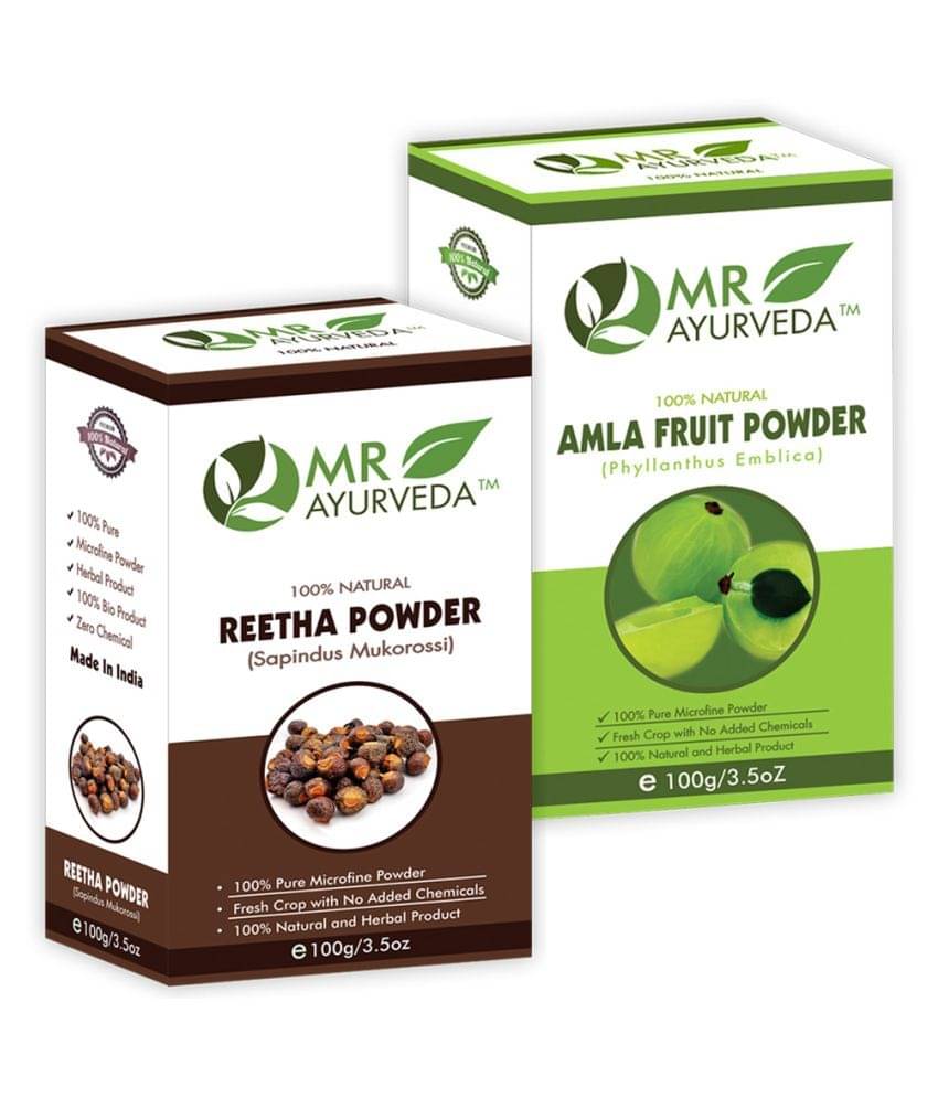MR Ayurveda 100% Organic Reetha Powder and Amla Powder Hair Scalp Treatment 200 g Pack of 2 MR Ayurveda 100% Organic Reetha Powder and Amla Powder Hair Scalp Treatment 200 g Pack of 2