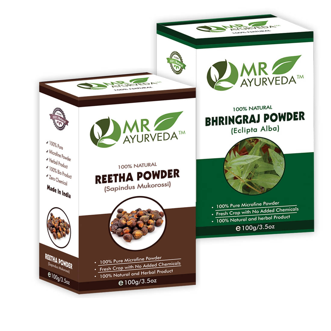     			MR Ayurveda 100% Organic Reetha Powder and Bhringraj Powder Hair Scalp Treatment 200 g Pack of 2