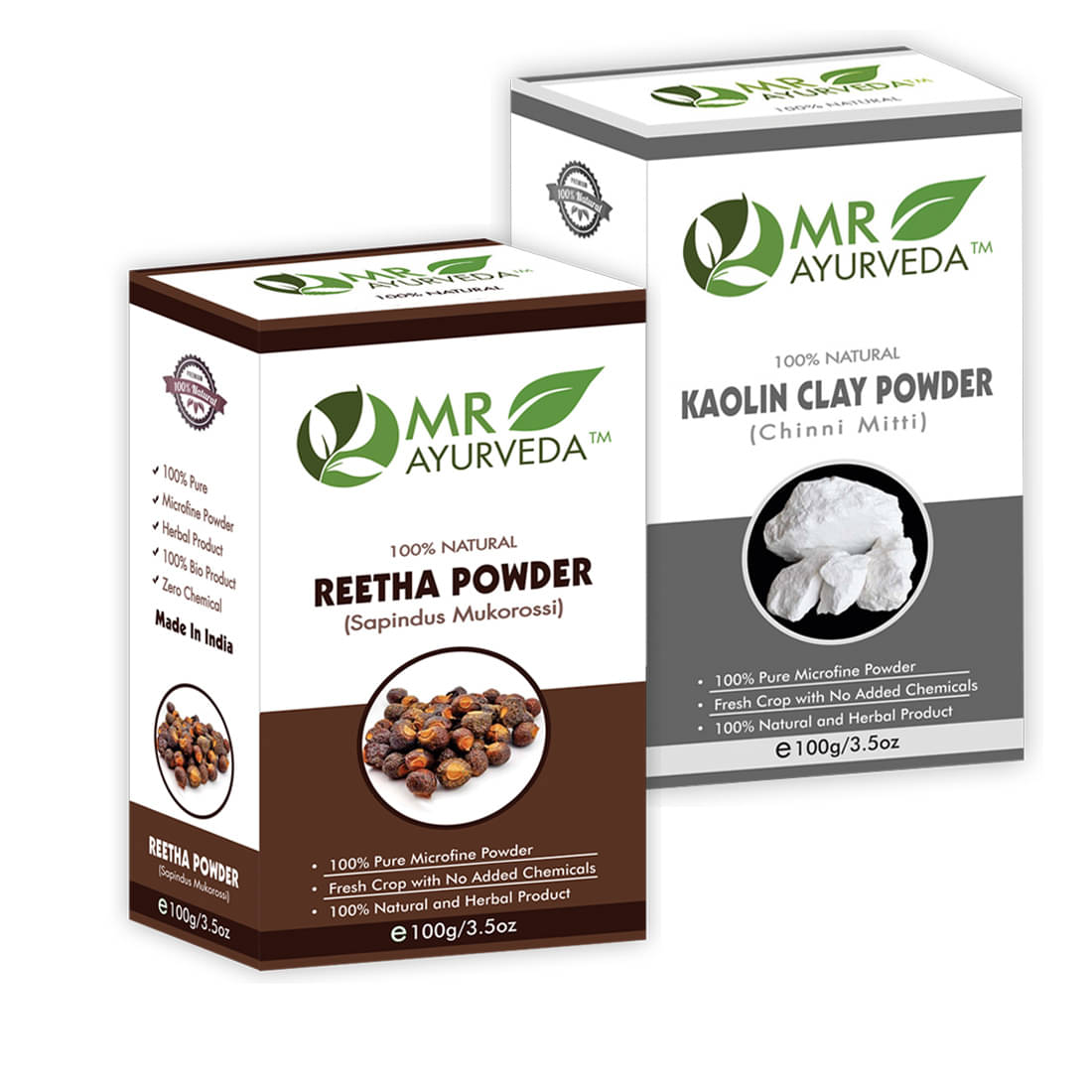 MR Ayurveda Natural Reetha Powder & Kaolin Clay Powder Face Pack Masks 200 gm Pack of 2 MR Ayurveda Natural Reetha Powder & Kaolin Clay Powder Face Pack Masks 200 gm Pack of 2