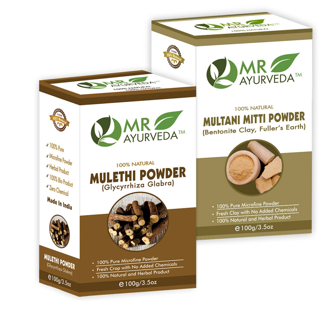     			MR Ayurveda Organic Mulethi Powder & Multani Mitti Powder Face Pack Masks 200 gm Pack of 2