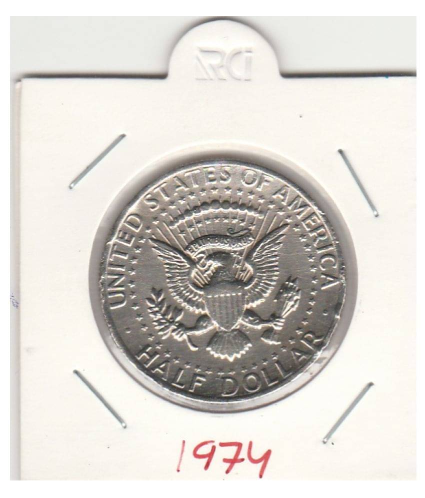     			NUMISMATICALLY  RARE AND COLLECTIBLE  HALF DOLLAR BIG SIZE,UNITED STATE OF AMERICA -J.F.KENNEDY ,LIBERTY IN GOD WE  TRUST  YEAR-1974 HIGHLY COLLECTIBLE  HIGH GRADE  DOLLAR,CHECK PICTURE CAREFULLY AND PLEASE  DON'T  PLACE FAKE ORDER.WIGHT-11.34 GRAMS.,