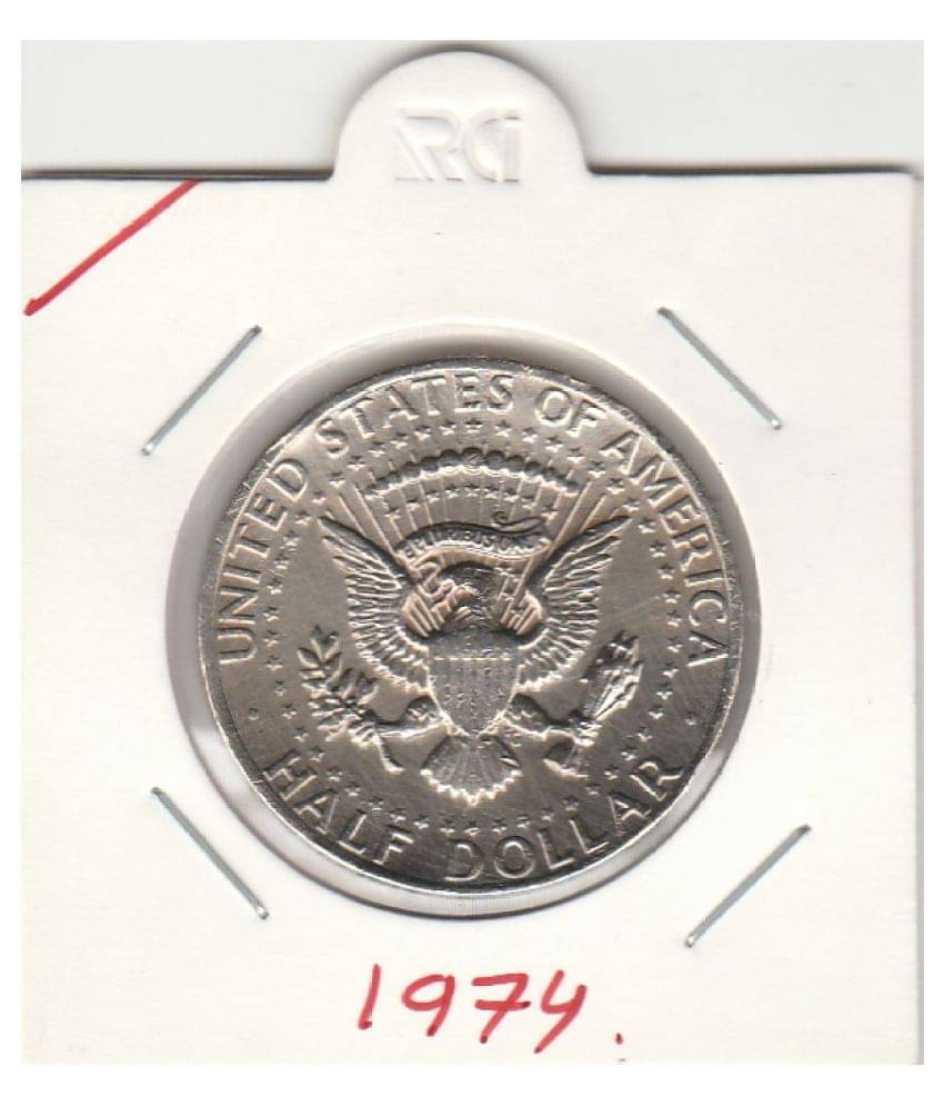     			NUMISMATICALLY  RARE AND COLLECTIBLE  HALF DOLLAR BIG SIZE,UNITED STATE OF AMERICA -J.F.KENNEDY ,LIBERTY IN GOD WE  TRUST  YEAR-1974 HIGHLY COLLECTIBLE  HIGH GRADE  DOLLAR,CHECK PICTURE CAREFULLY AND PLEASE  DON'T  PLACE FAKE ORDER.WIGHT-11.34 GRAMS.,