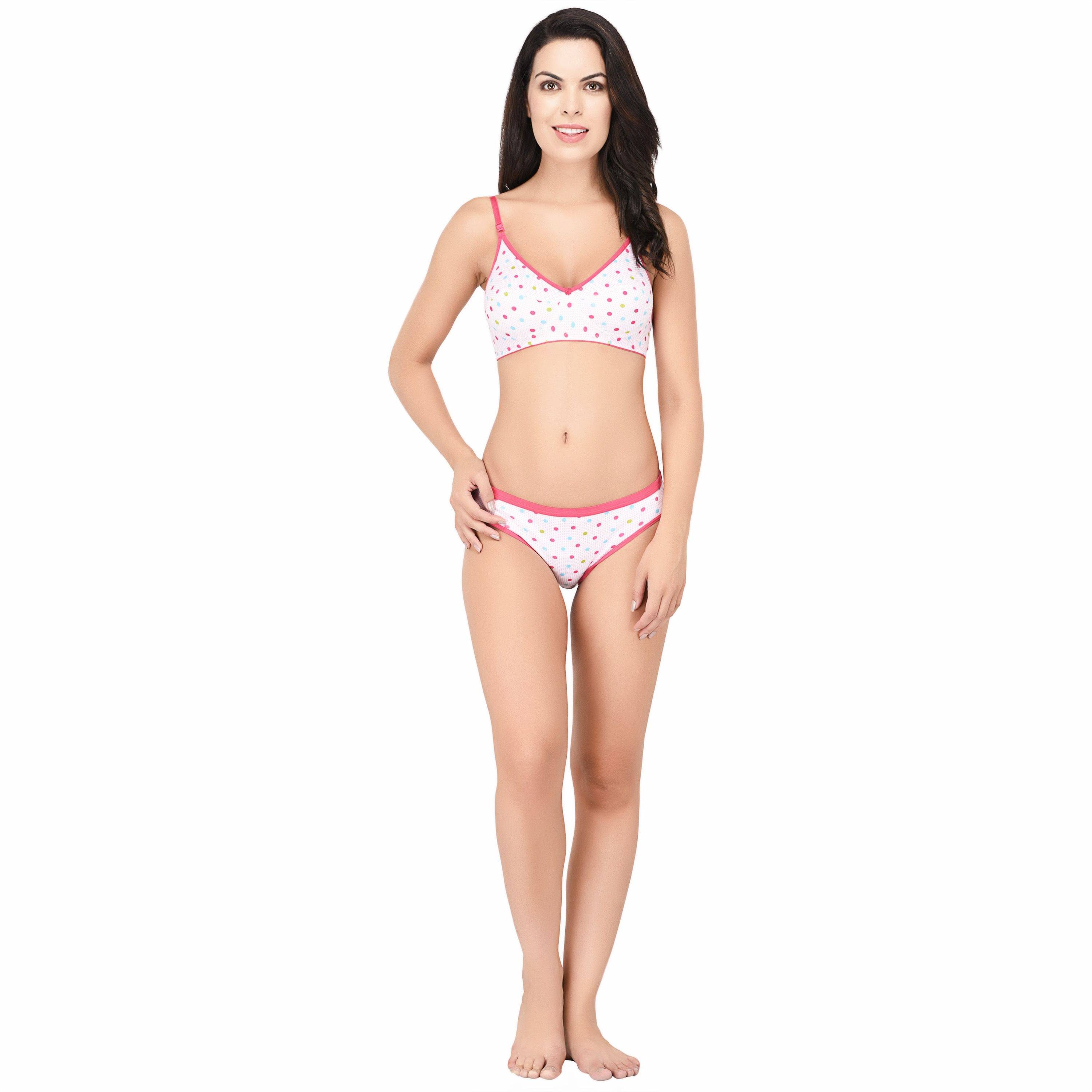     			Elina Cotton Lycra Women's Bra & Panty Set ( Pink )