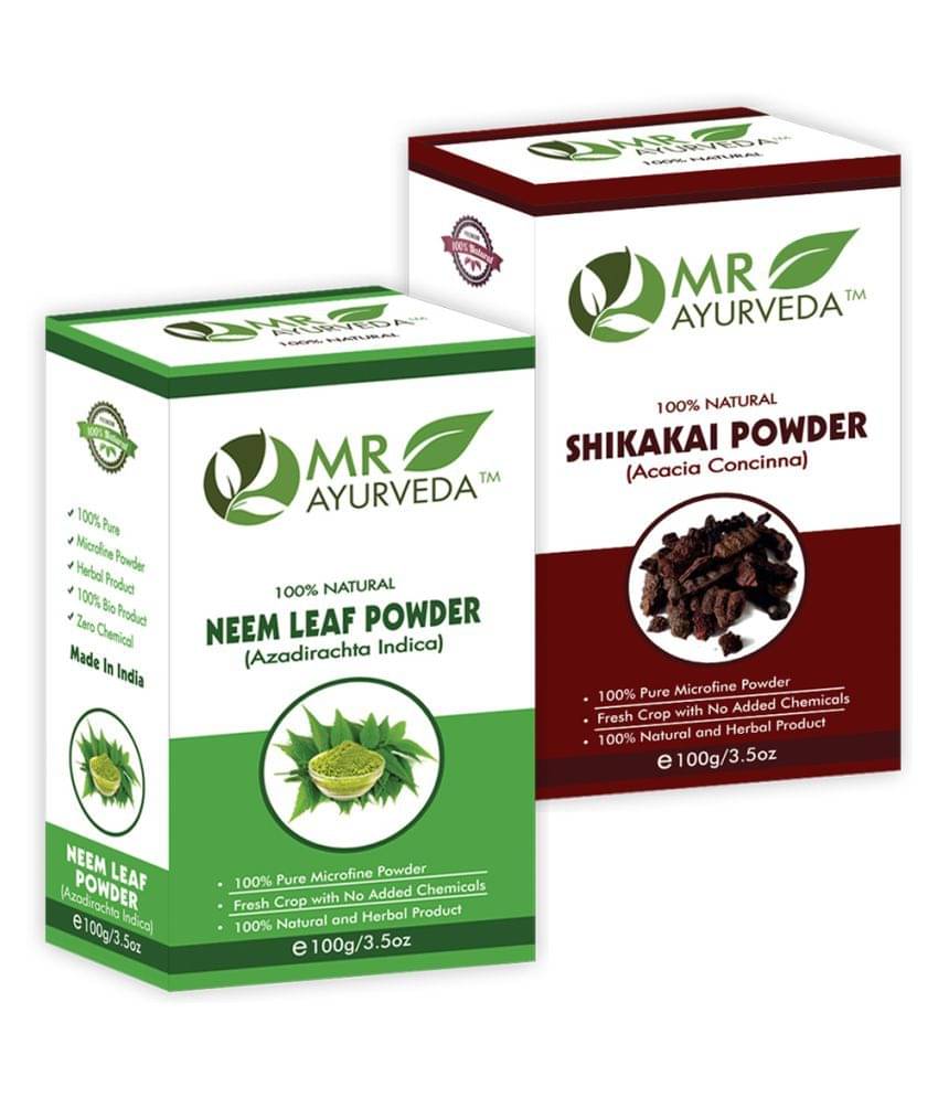 MR Ayurveda 100% Herbal Neem Powder and Shikakai Powder Hair Scalp Treatment 200 g Pack of 2 MR Ayurveda 100% Herbal Neem Powder and Shikakai Powder Hair Scalp Treatment 200 g Pack of 2