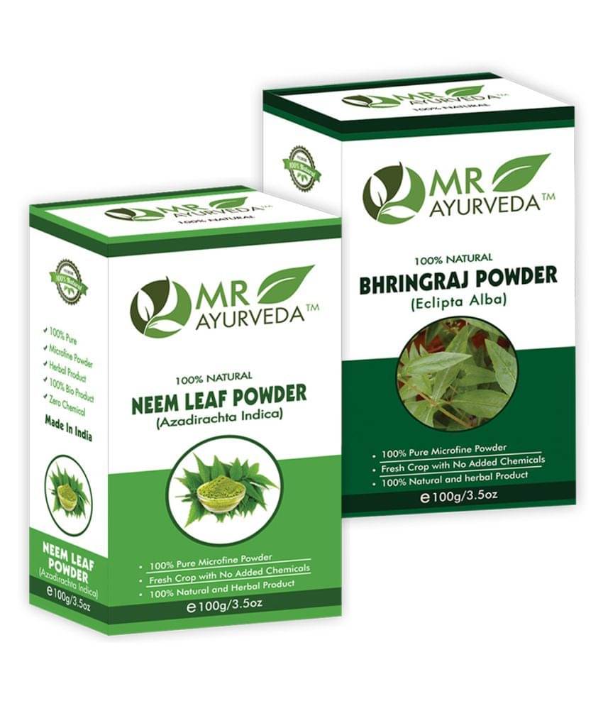 MR Ayurveda 100% Natural Neem Powder and Bhringraj Powder Hair Scalp Treatment 200 g Pack of 2 MR Ayurveda 100% Natural Neem Powder and Bhringraj Powder Hair Scalp Treatment 200 g Pack of 2