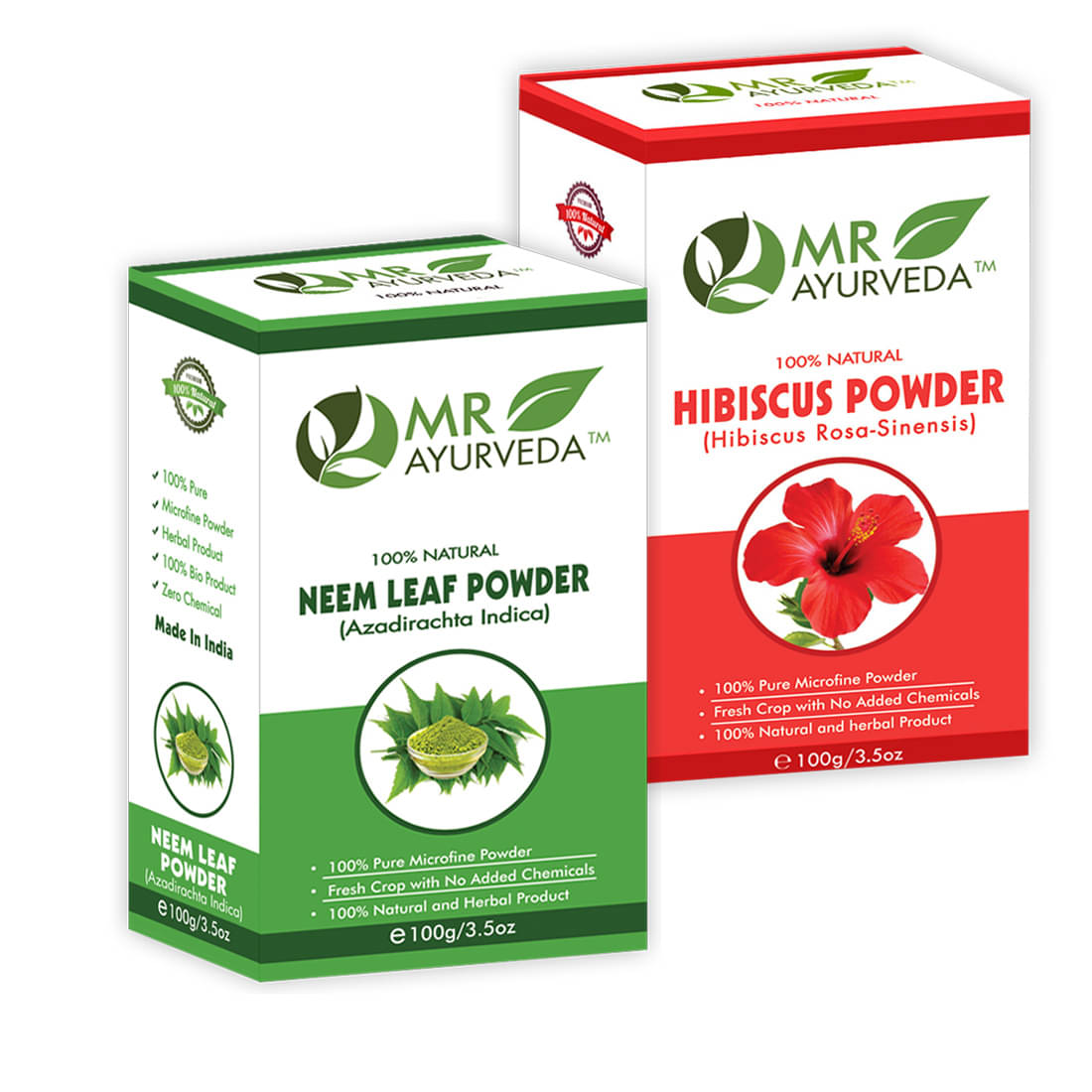     			MR Ayurveda 100% Organic Neem Powder and Hibiscus Powder Hair Scalp Treatment 200 g Pack of 2
