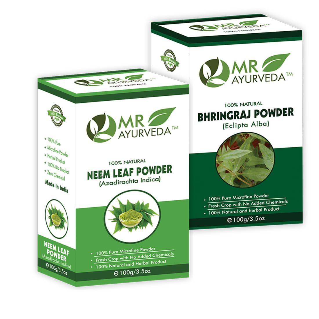     			MR Ayurveda 100% Organic Neem Powder and Bhringraj Powder Hair Scalp Treatment 200 g Pack of 2