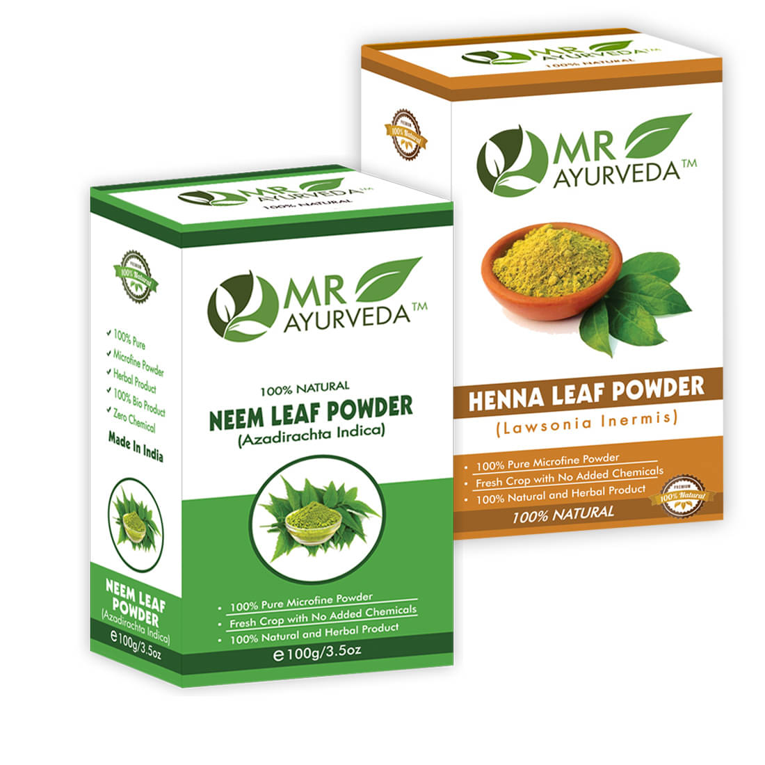     			MR Ayurveda 100% Pure Neem Powder and Henna Powder Hair Scalp Treatment 200 g Pack of 2