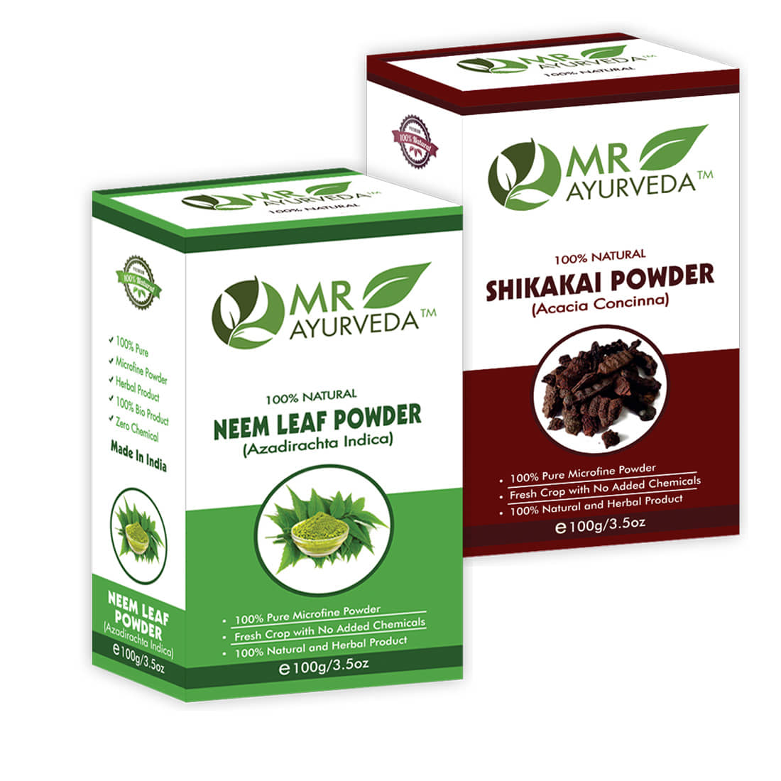 MR Ayurveda 100% Pure Neem Powder and Shikakai Powder Hair Scalp Treatment 200 g Pack of 2
