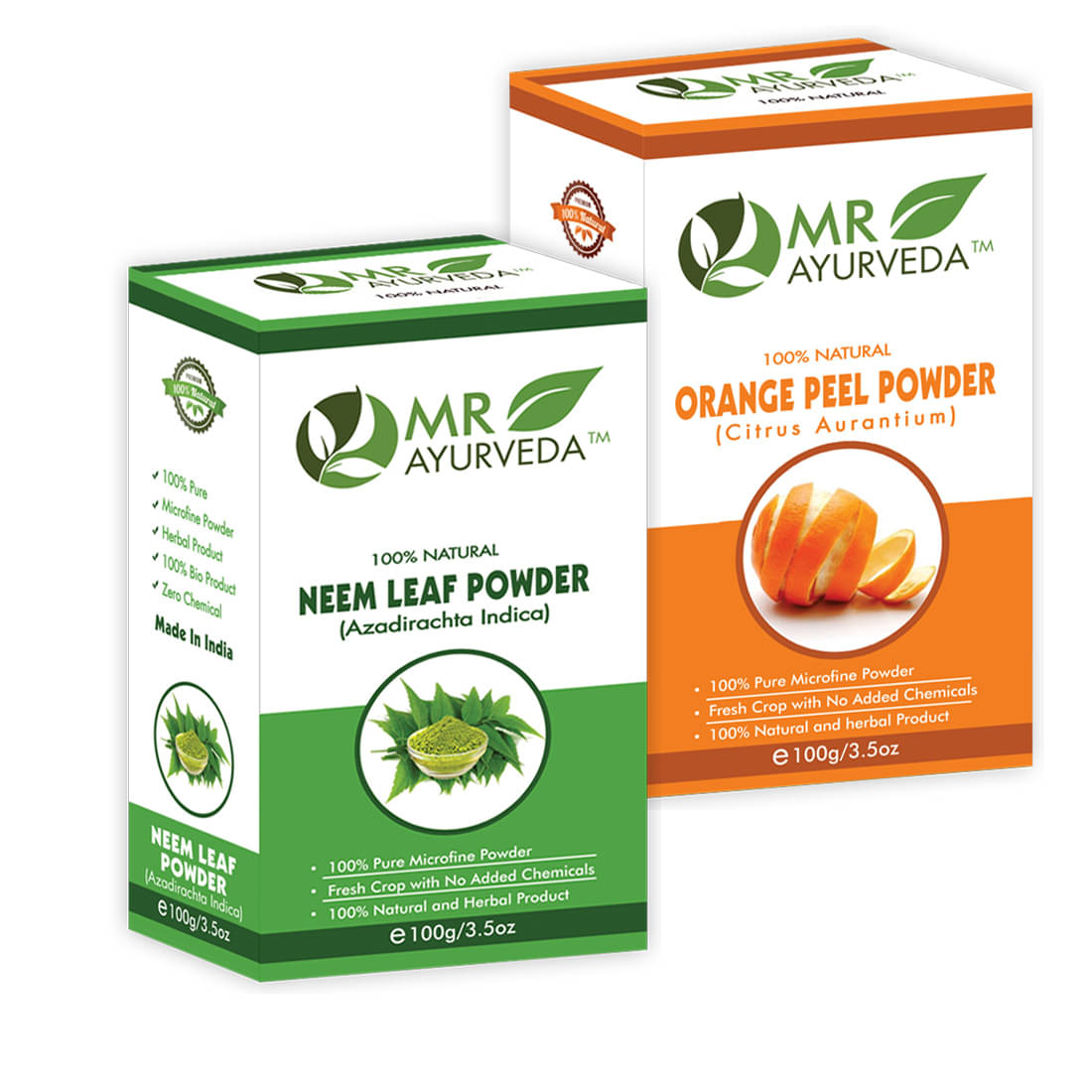     			MR Ayurveda Organic Neem Powder & Orange Peel Powder Face Pack Masks 200 gm Pack of 2