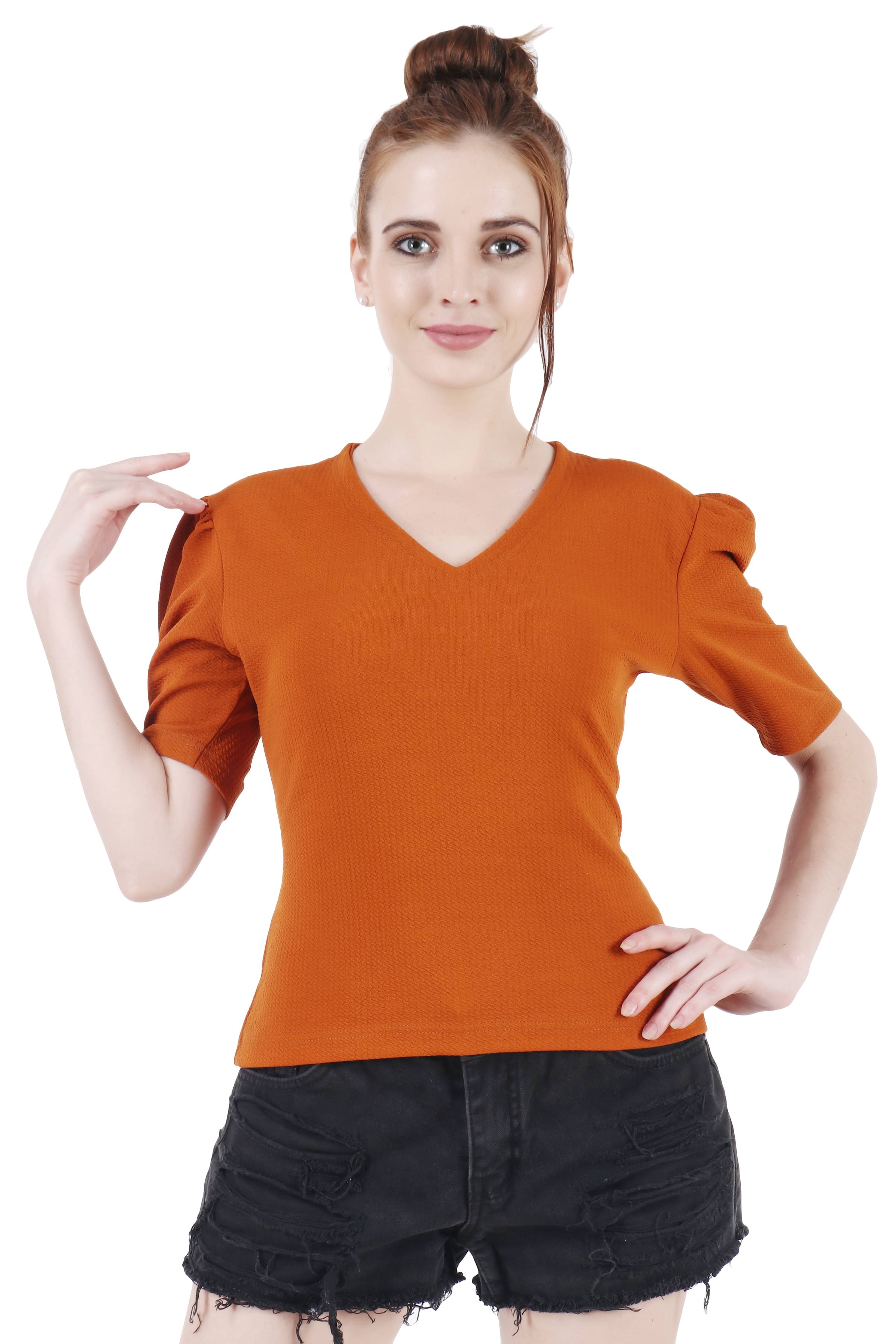 POPWINGS Polyester Regular Tops - Rust Single POPWINGS Polyester Regular Tops - Rust Single