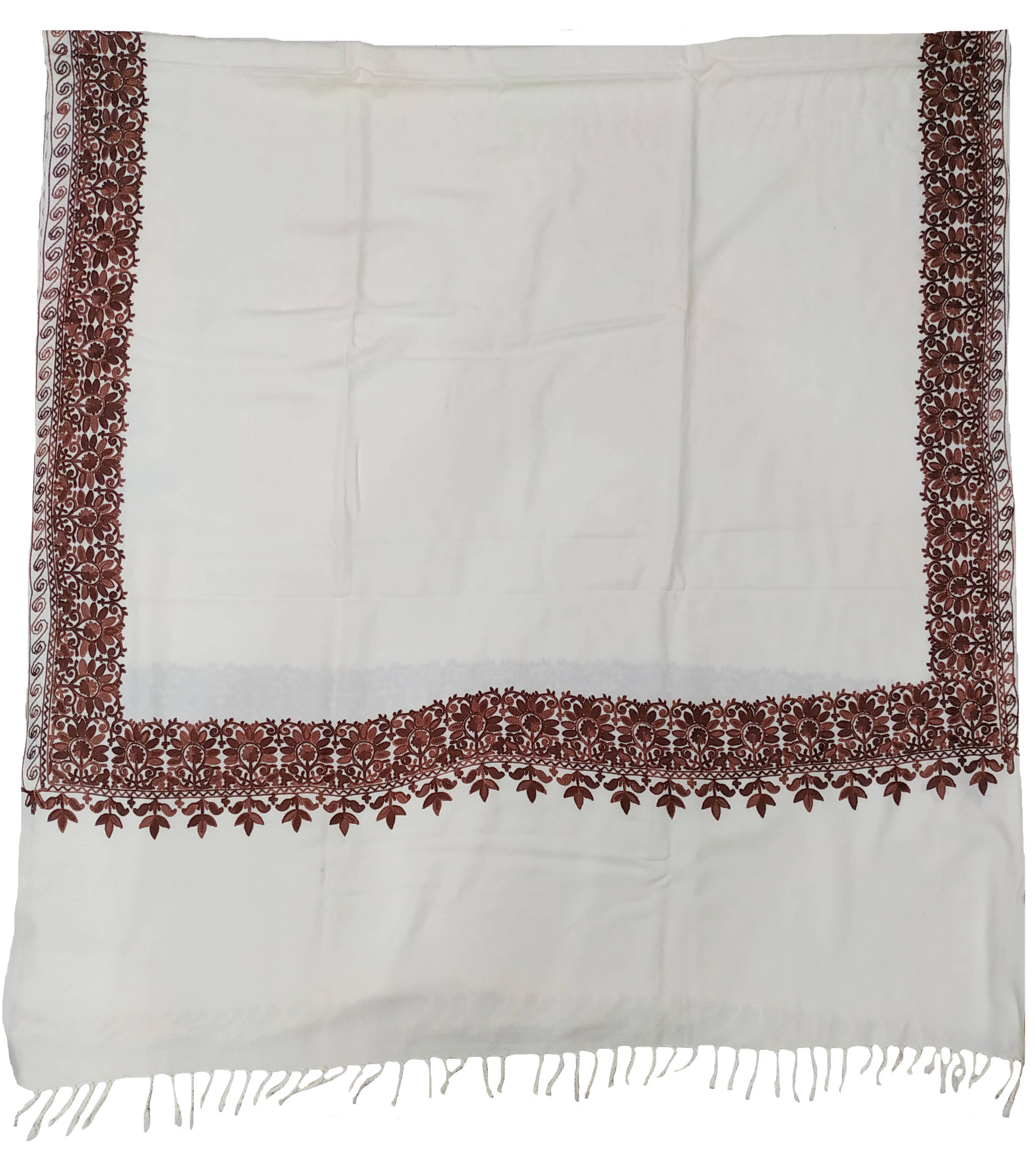     			Soul Essence White Kashmiri Shawl - Single