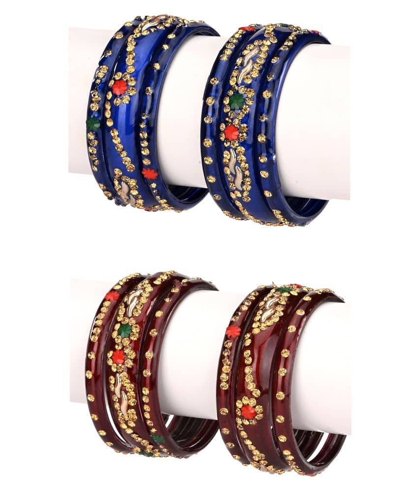 Afast Designer Colorful Combo Of 2 Bangle/Kada Set, For Party And Daily Use - Bangles & Bracelets | Buy online on ZillyBuy