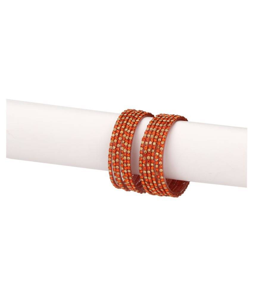 Afast Party Glass Bangle Set Ornamented With Beads For Spaical Look (Pack Of 12 Orange Shining & Attractive) Afast Party Glass Bangle Set Ornamented With Beads For Spaical Look (Pack Of 12 Orange Shining & Attractive)