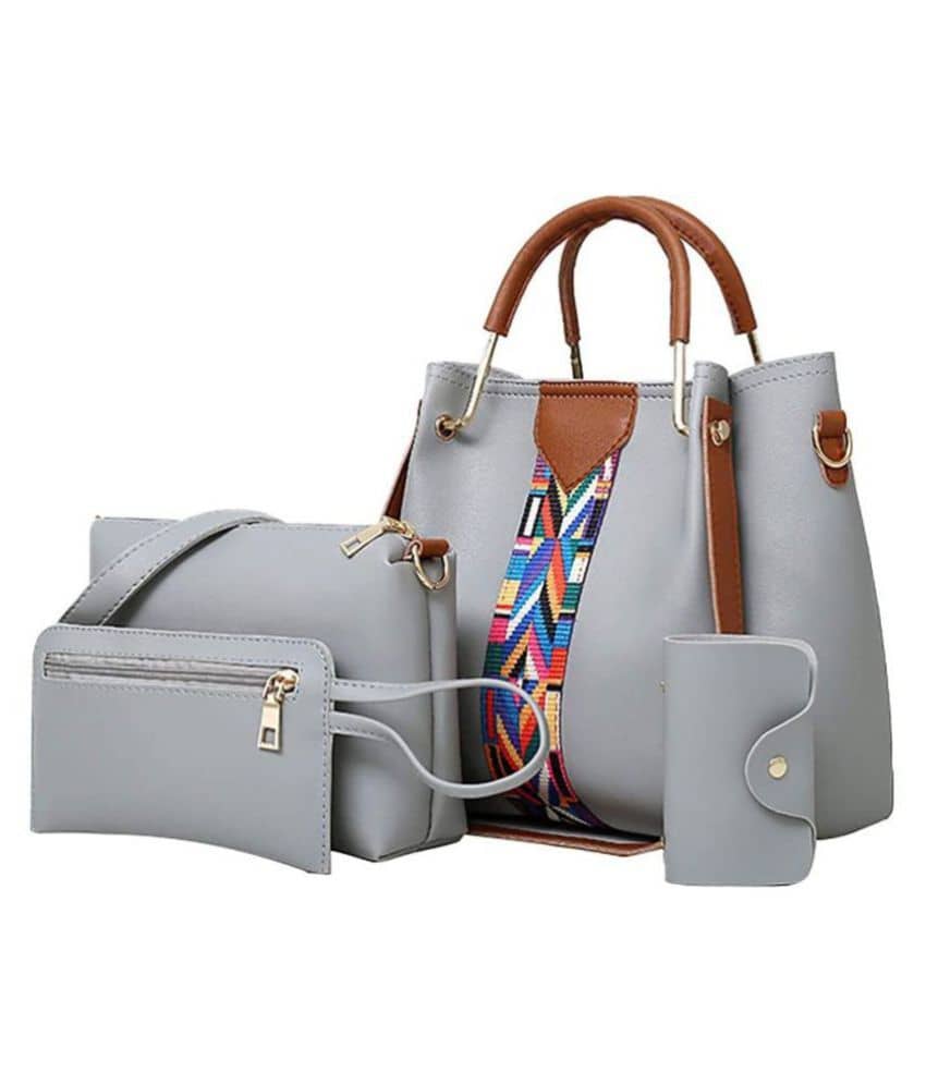 Fargo Gray Faux Leather Handheld - Handbags | Buy online on ZillyBuy