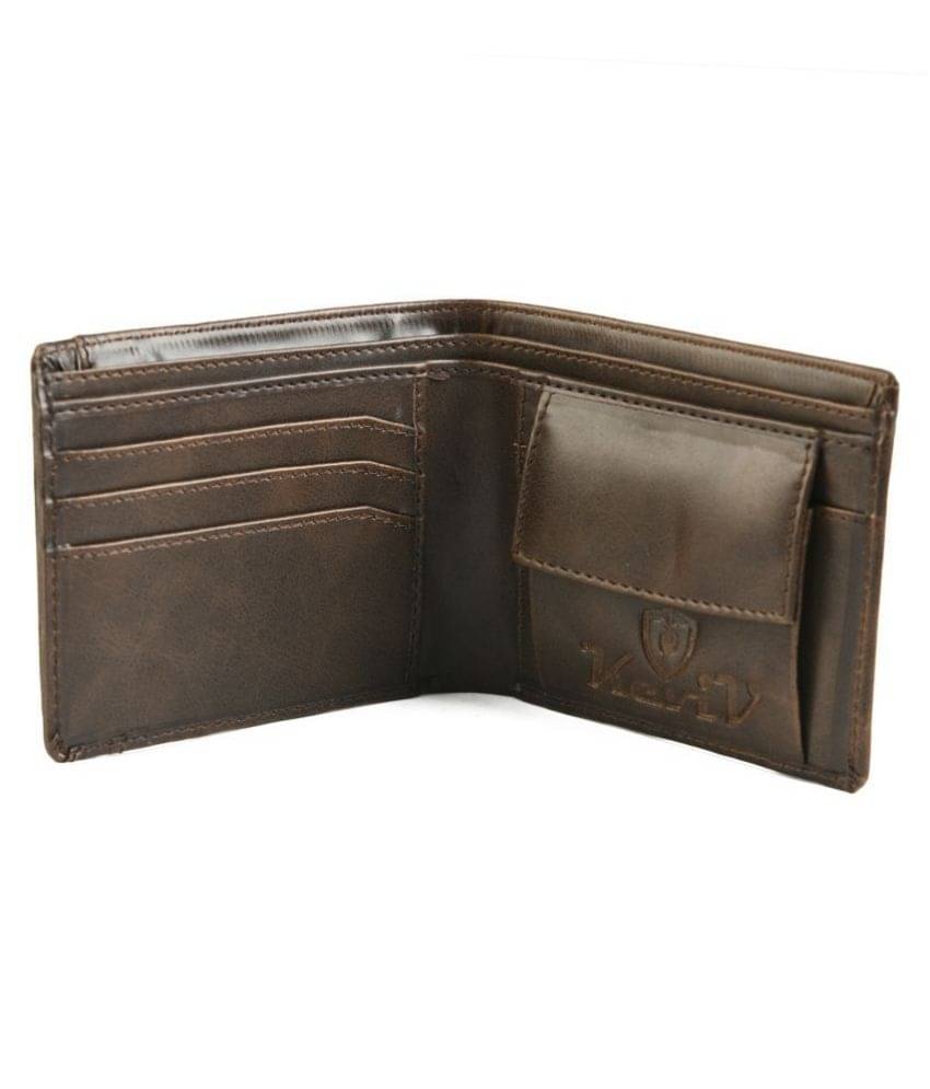    			Keviv Leather Brown Casual Regular Wallet