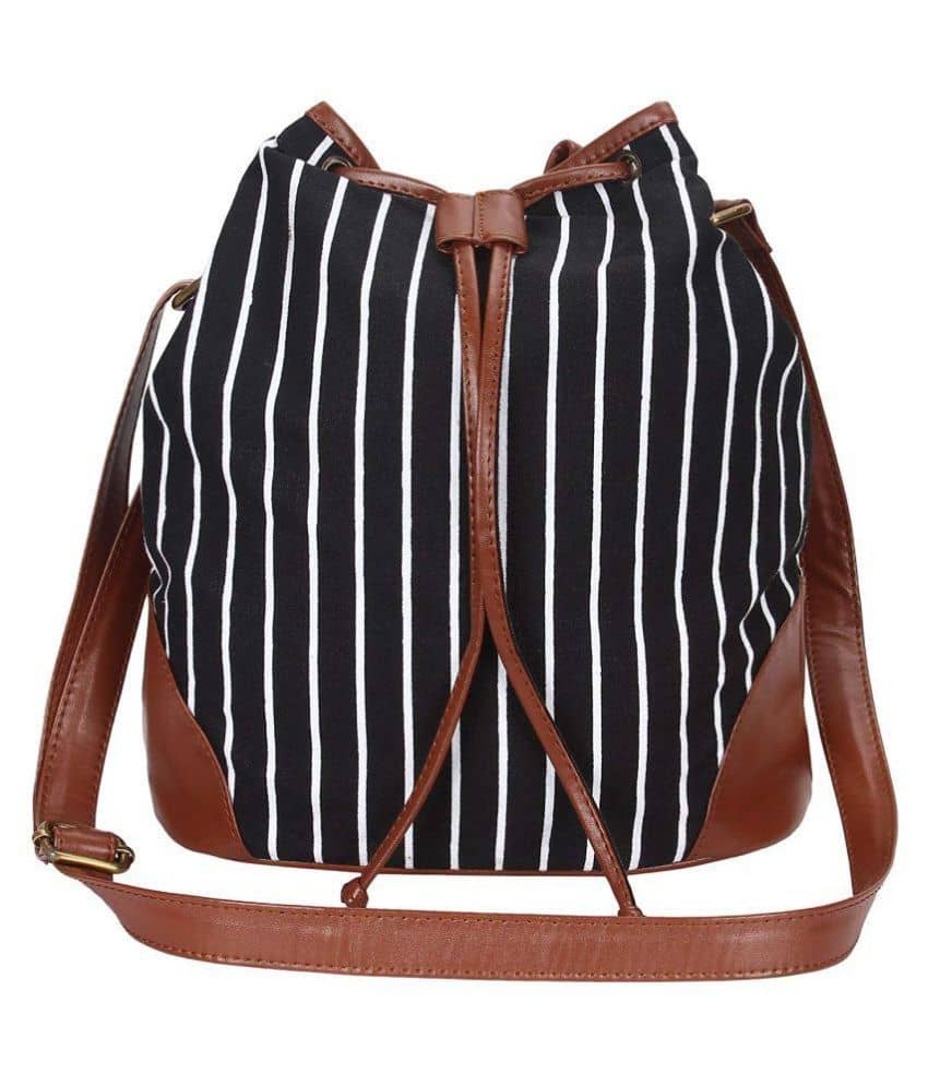 Lychee Bags Sling Bag Canvas Set of 1 ( Black ) - Handbags | Buy online on ZillyBuy
