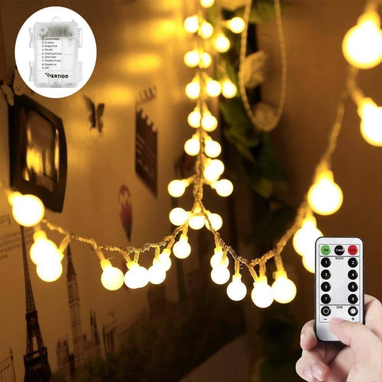MIRADH 18 Ft 40 LED 8 Modes with Remote String Lights