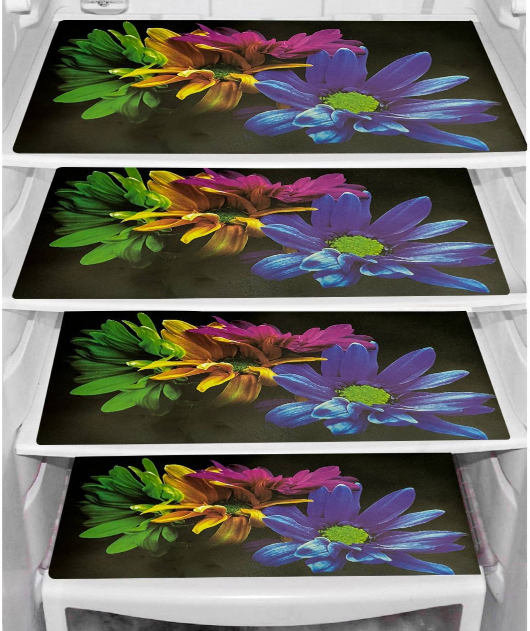 Shaphio - Multicolor PVC Fridge Mats (Pack of 4) Shaphio - Multicolor PVC Fridge Mats (Pack of 4)