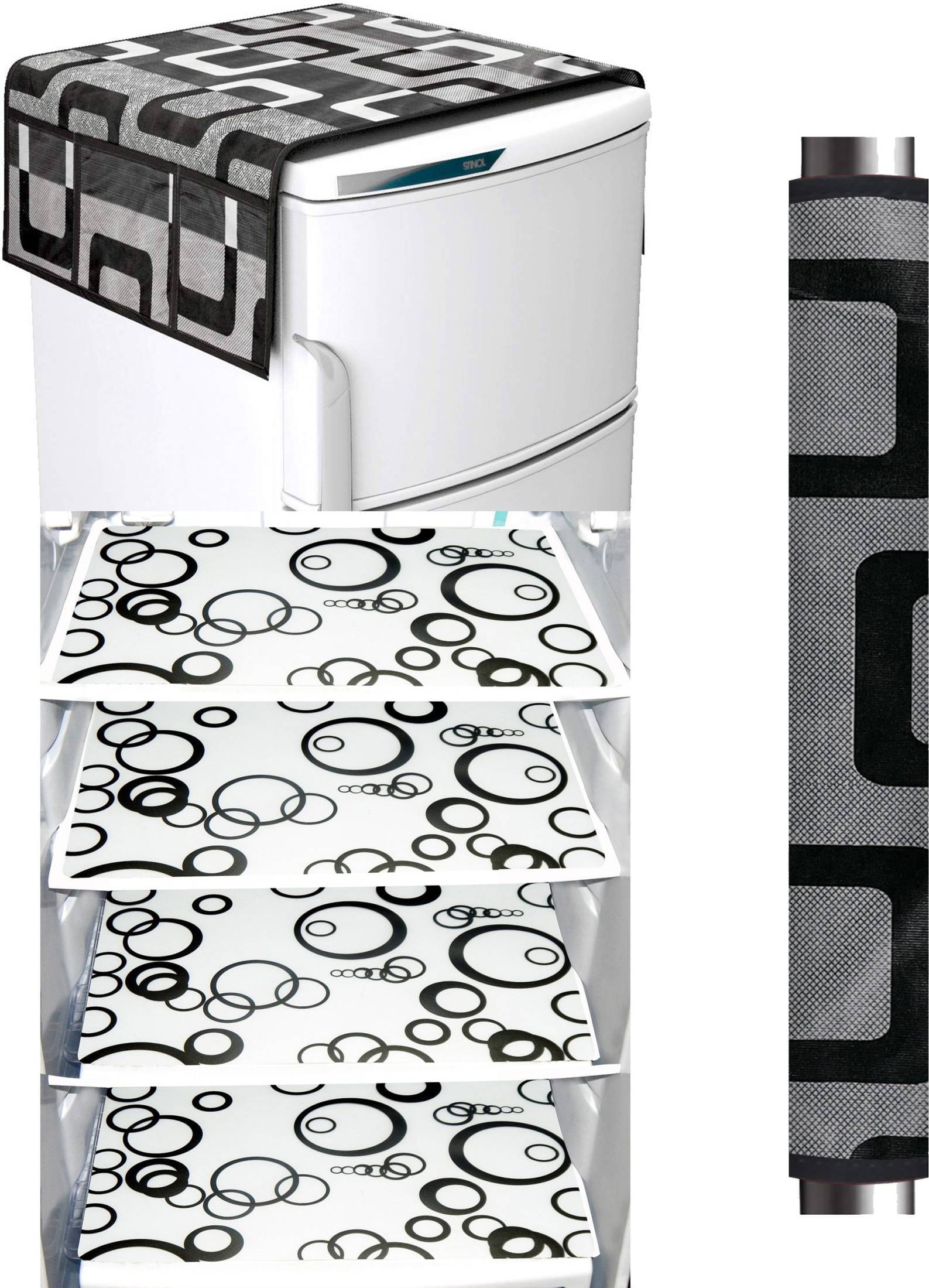     			Shaphio Set of 6 Polyester Black Fridge Top Cover