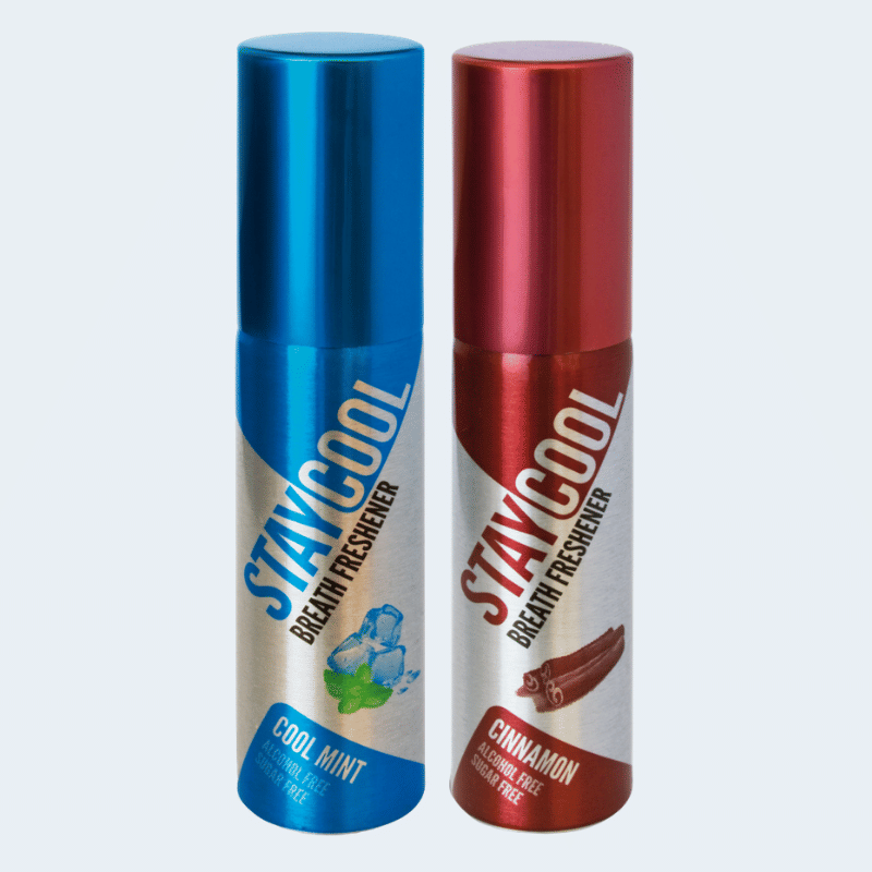 StayCool (1 Mint,1 Spicy) Breath Freshener Spray Cool Mint, Cinnamon, 40 mL Pack of 2 StayCool (1 Mint,1 Spicy) Breath Freshener Spray Cool Mint, Cinnamon, 40 mL Pack of 2