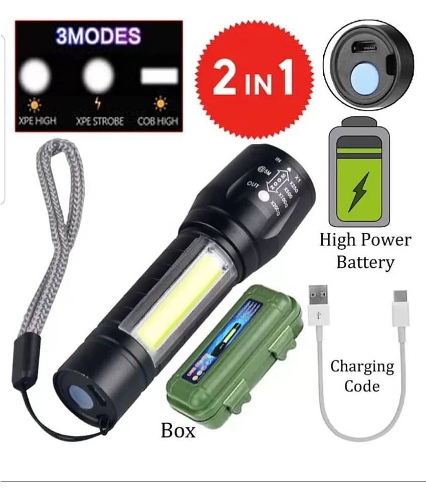 500 Meter 4 Mode rechargeable battery zoomable Waterproof Torchlight LED Full Metal Body 10W Flashlight Torch - Sports and Fitness Equipment | Buy online on ZillyBuy