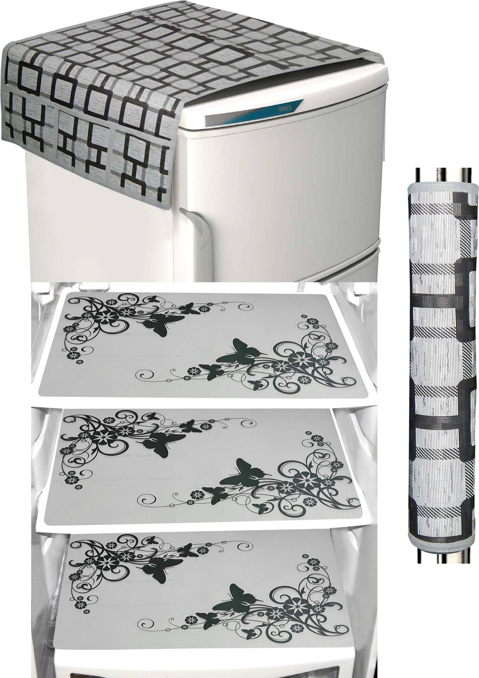 Shaphio - Multicolor Polyester Fridge Top Cover (Pack of 5) Shaphio - Multicolor Polyester Fridge Top Cover (Pack of 5)
