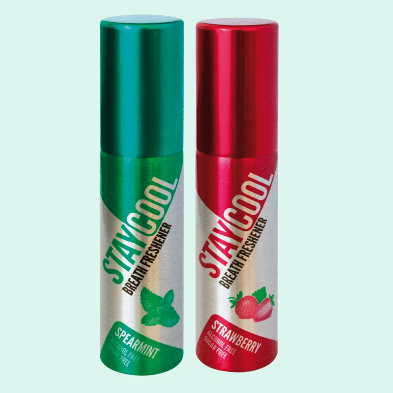StayCool (1 Spicy ,1 Fruity Mint) Breath Freshener Spray Spearmint , Strawberry Mint 40 mL Pack of 2 StayCool (1 Spicy ,1 Fruity Mint) Breath Freshener Spray Spearmint , Strawberry Mint 40 mL Pack of 2