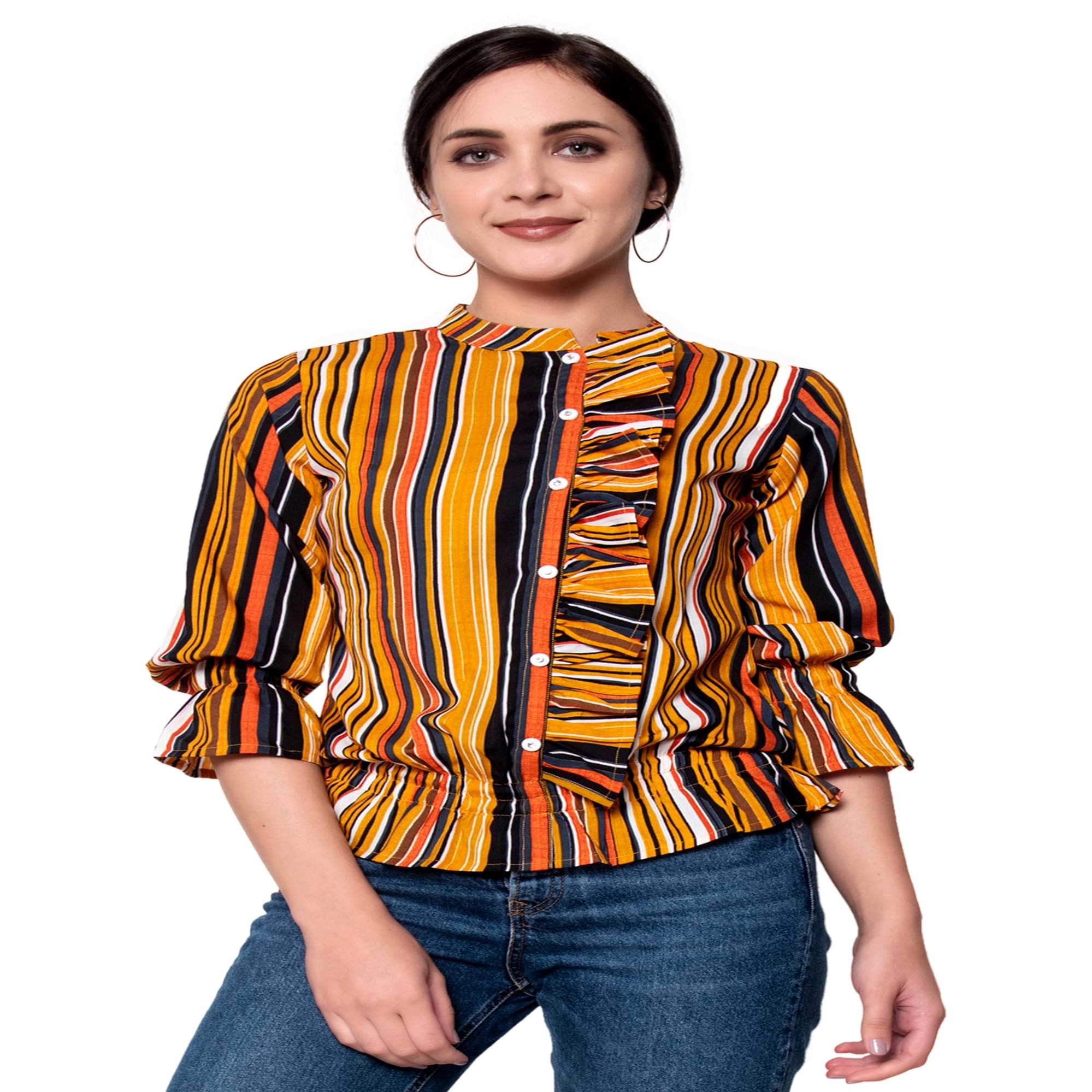 GOD BLESS - Yellow Crepe Women's Bottom Tight Top ( Pack of 1 )     			GOD BLESS - Yellow Crepe Women's Bottom Tight Top ( Pack of 1 )