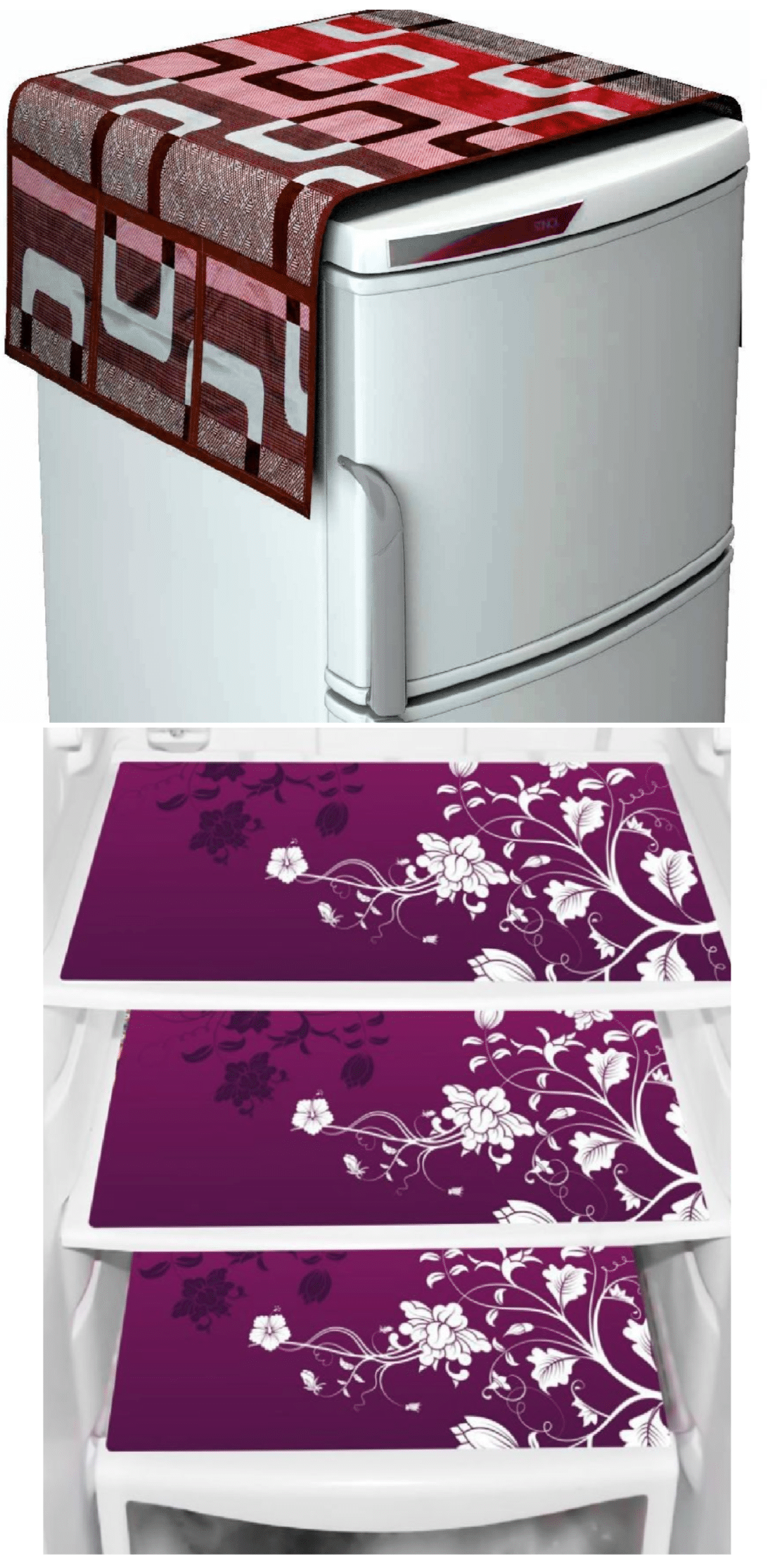 Shaphio Set of 4 Polyester Red Fridge Top Cover Shaphio Set of 4 Polyester Red Fridge Top Cover