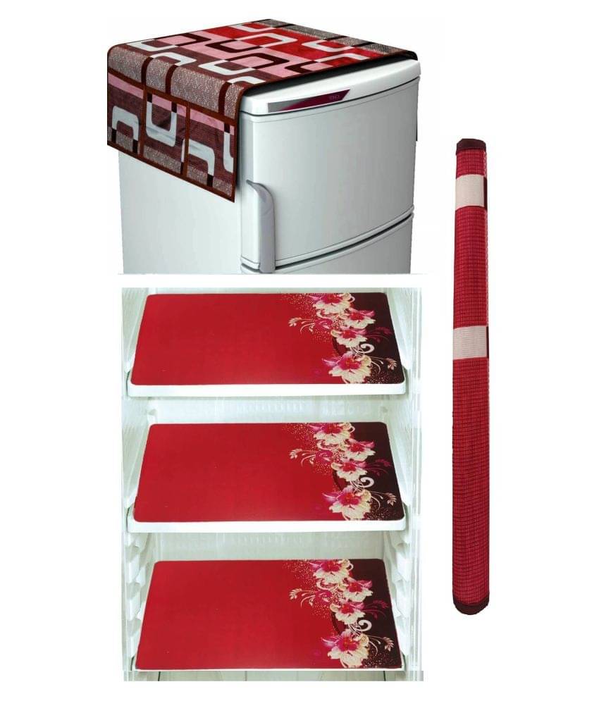    			Shaphio Set of 5 PVC Red Fridge Top Cover