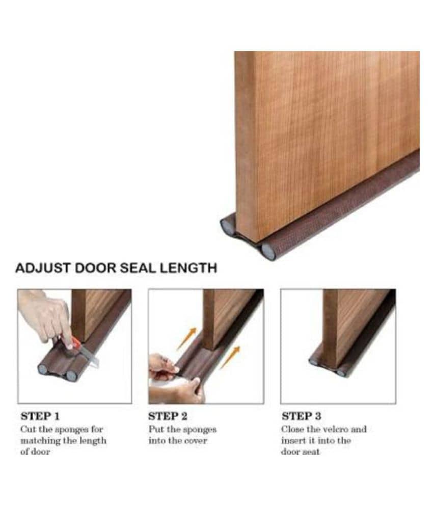 Smart Energy Saver Twin Under Door Draft Fabric Guard Cover Stopper Gap Sealer - Stops Light/Dust/Cool Air Escape Door Mounted Door Stopper  (Brown) (Pack of 2)
