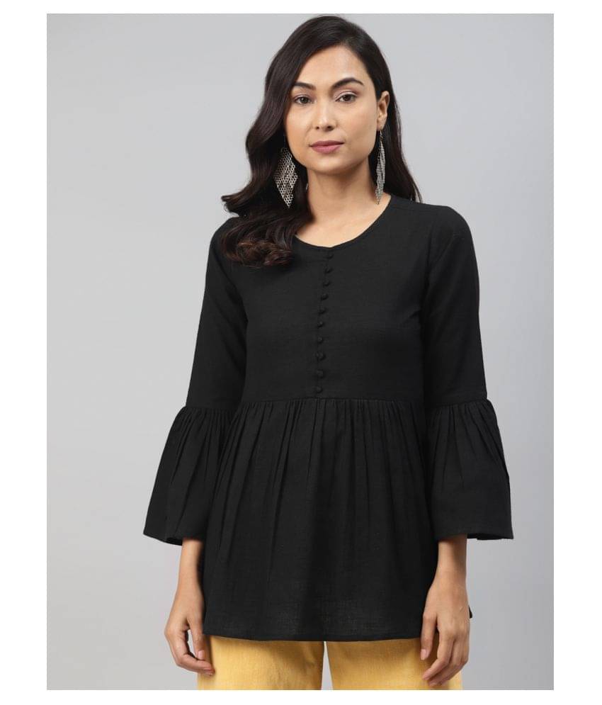     			Yash Gallery Women's Cotton Empire Top ( Black )