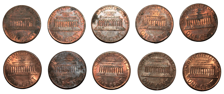     			(10 COINS) 1 CENT MIX YEARS UNITED STATES OF AMERICA PACK OF 10