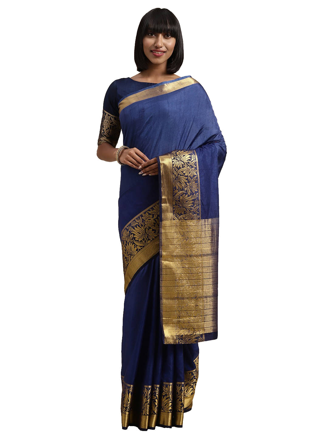     			Aarrah Silk Blends Saree With Unstitched Blouse Piece ( Blue )