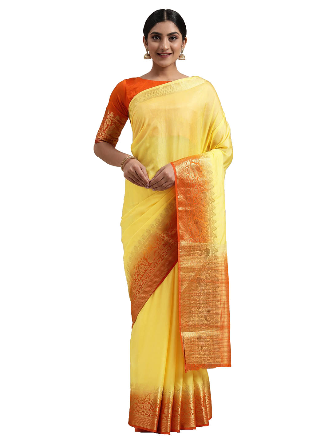 Aarrah Silk Blends Saree With Unstitched Blouse Piece ( Red ) Aarrah Silk Blends Saree With Unstitched Blouse Piece ( Red )