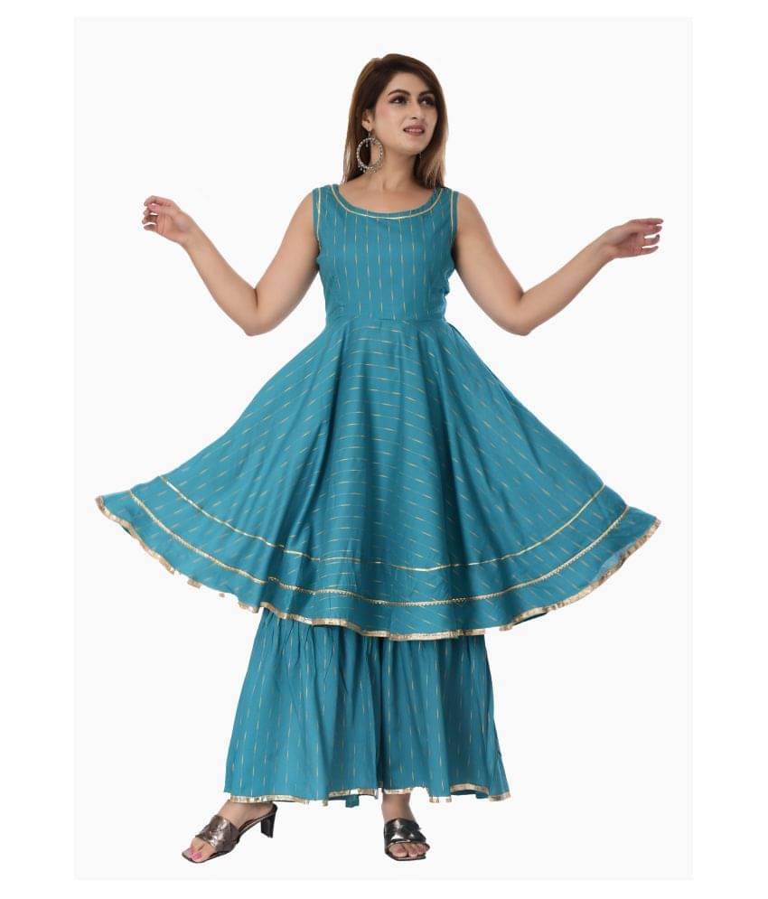     			Clothy N Wave Rayon Kurti With Sharara And Gharara - Stitched Suit