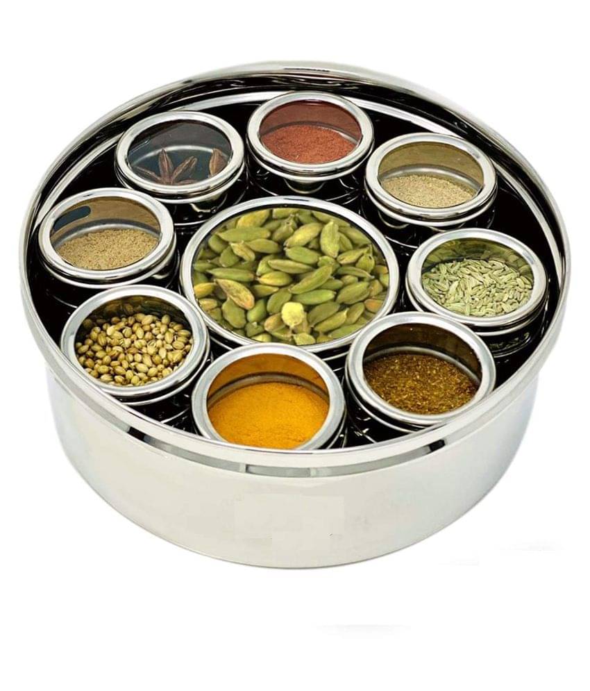 Dynore 9 In 1 Spice Rack Steel Silver Spice Container ( Set of 1 ) Dynore 9 In 1 Spice Rack Steel Silver Spice Container ( Set of 1 )