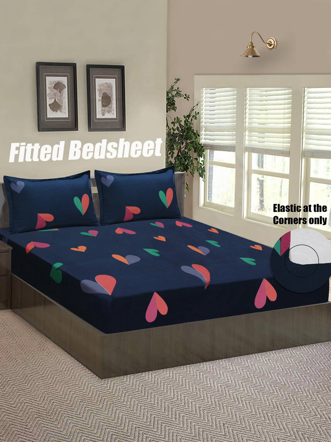     			Home Candy Microfibre Abstract 1 Bedsheet with 2 Pillow Covers - Blue