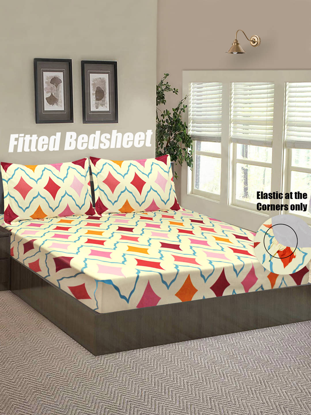     			Home Candy Microfibre Abstract 1 Bedsheet with 2 Pillow Covers - Multi