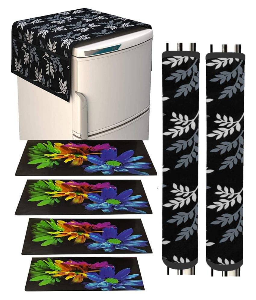 Shaphio Set of 7 Polyester Black Fridge Top Cover Shaphio Set of 7 Polyester Black Fridge Top Cover