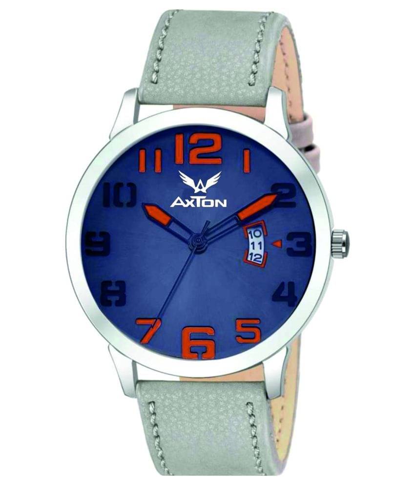     			Axton 005 GREY-BLUE DATE Leather Analog Men's Watch