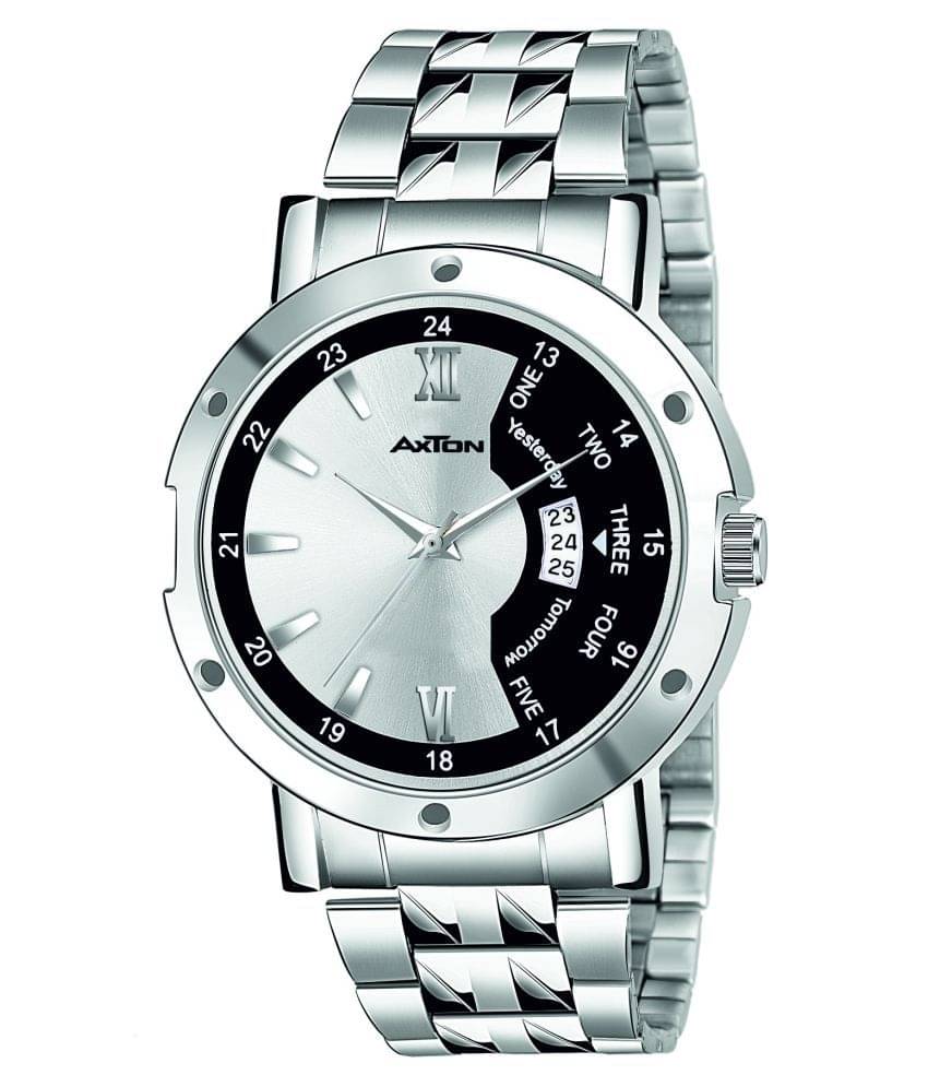     			Axton 4002 SlVER Dail DATE Stainless Steel Analog Men's Watch
