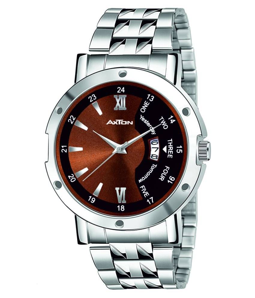 Axton 4003 Brown Dail DATE Stainless Steel Analog Men's Watch Axton 4003 Brown Dail DATE Stainless Steel Analog Men's Watch
