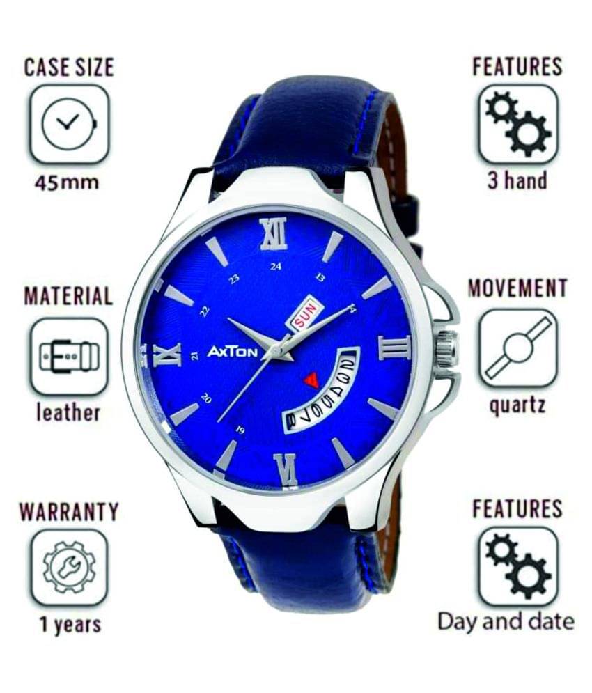     			Axton AXT002  Day And Date Leather Analog Men's Watch
