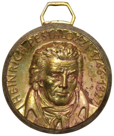     			HEINRICH PESTALOZZI (1746-1827) "HUGUENIN LE LOCLE" GOLD PLATED RARE MEDAL
